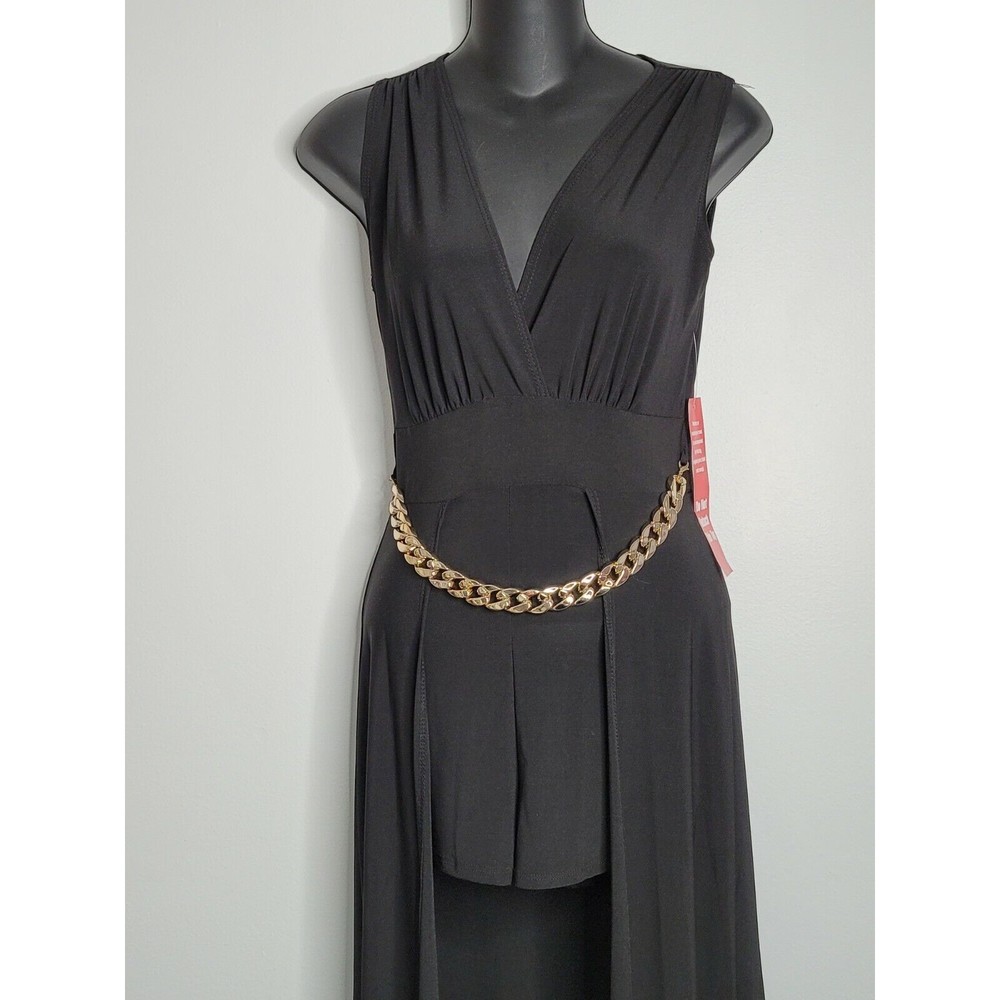 JASMINE‎ Womens Black Dress Front Slit Flowy Romper Style Small NEW - Picture 3 of 8